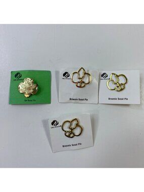 Vintage Girl Scout & Brownie Scout Pins Set Of 4